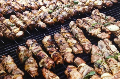 Souvlakia on the grill